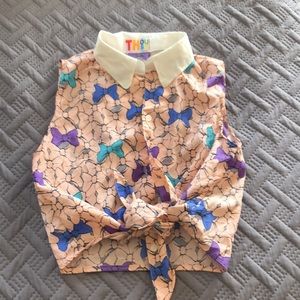 Button up tie crop top